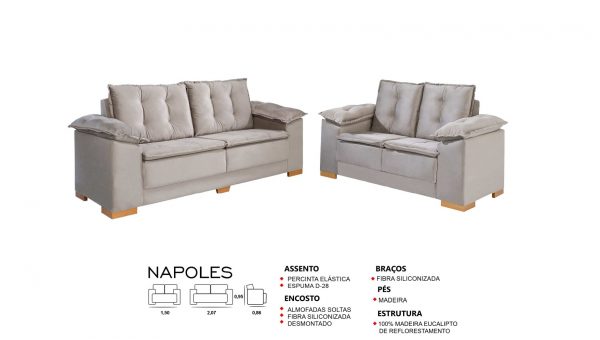 SOFÁ JW NÁPOLES 2 E 3 LUGARES CASTOR - Imagem 2