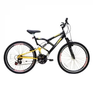 BICICLETA CAIRU ARO 26 MASC. JUMPER BOY 21M SUSP. PRETO/AMARELO