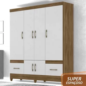 GUARDA ROUPA 06 PORTAS 2 GAVETAS MS 912 MOVAL - NATURALE/BRANCO