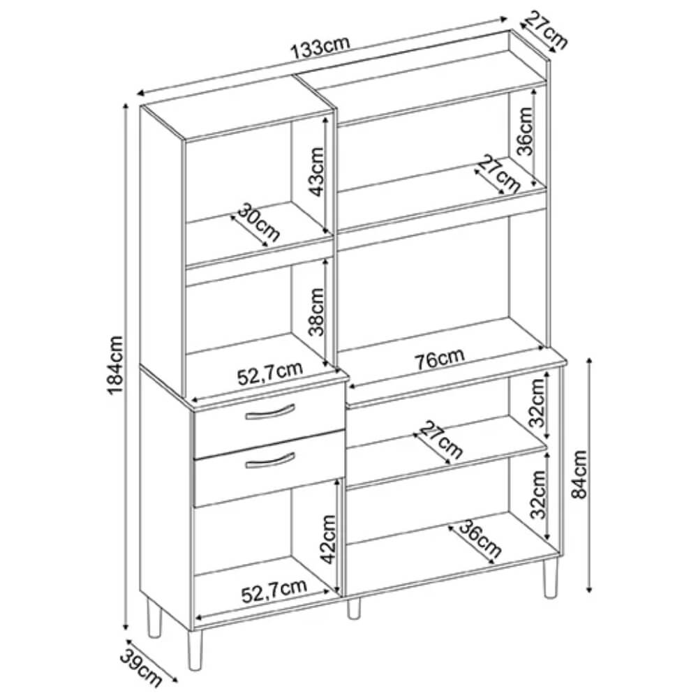 Armário de Cozinha Harmonia Amêndola/Branco - Imagem 4