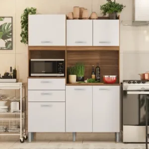 Armário de Cozinha Harmonia Amêndola/Branco