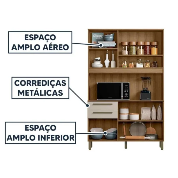 Armário de Cozinha Prisma Mel/Ripado/Arenas - Imagem 3