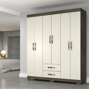 Guarda Roupa Josan 6 Portas Light Plus Cinamomo/Off White
