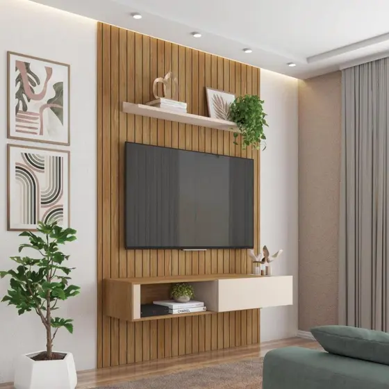 PAINEL CAEMMUN 1.8M AURORA BURITI/OFF WHITE/LÂMINA MEL - Imagem 2