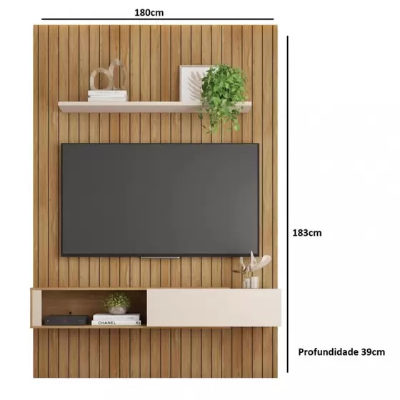 PAINEL CAEMMUN 1.8M AURORA BURITI/OFF WHITE/LÂMINA MEL - Imagem 3