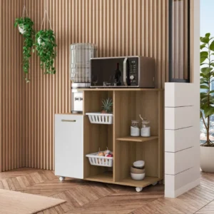 Armário de Cozinha Fruteira Madine Clara – Mel e Branco