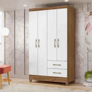 Roupeiro Moval 04 Portas Naturale/Branco