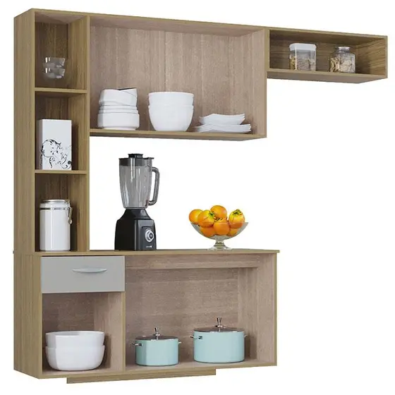 Cozinha Suspensa Poquema Isis 1.63m – Damasco, Ripado e Off White - Imagem 2