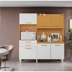Kit de Cozinha Aramóveis Selena 1.8m com 6 Portas – Cinamomo e Branco