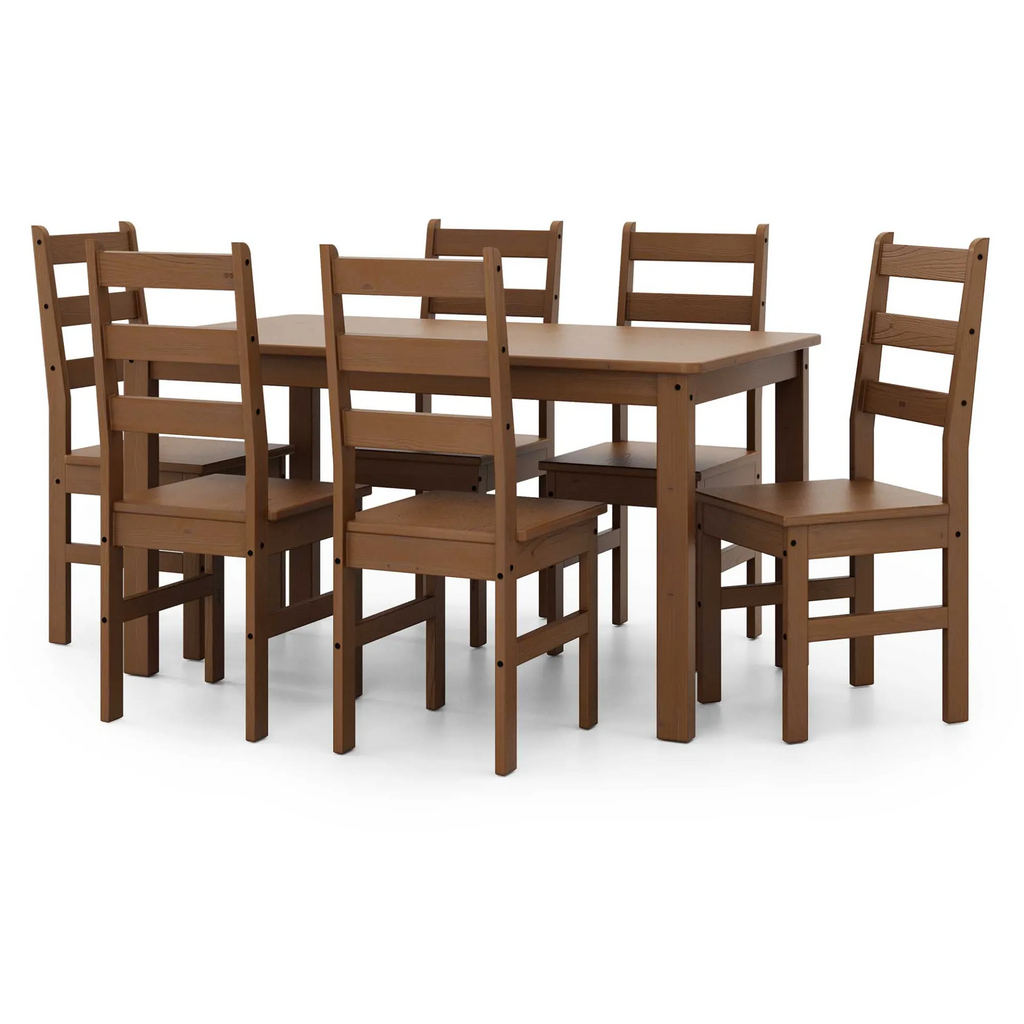 Conjunto de Mesa Tabulae Bella com 6 Cadeiras em Madeira Maciça Verniz Nogueira - Imagem 2