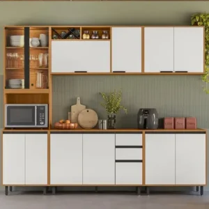 COZINHA RAVENA COM BALCÃO FREIJÓ UV/OFF ACETINADO