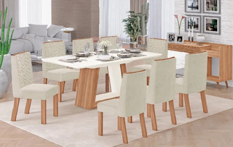 MESA HELOIZE 06 CADEIRAS CORAL