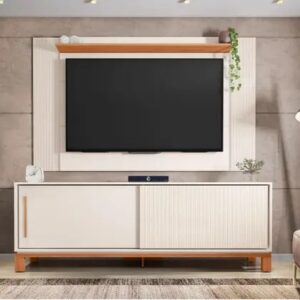 BANCADA 1.80CM MONDRIAN + PAINEL MONDRIAN OFF WHITE/FREIJÓ