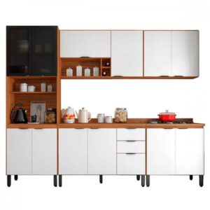 COZINHA COMPLETA 3 PEÇAS SENDO 2 BALCÕES AMENDOLA/BRANCO
