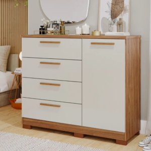 COMODA 04 GAVETAS MALU CINAMOMO/OFF WHITE